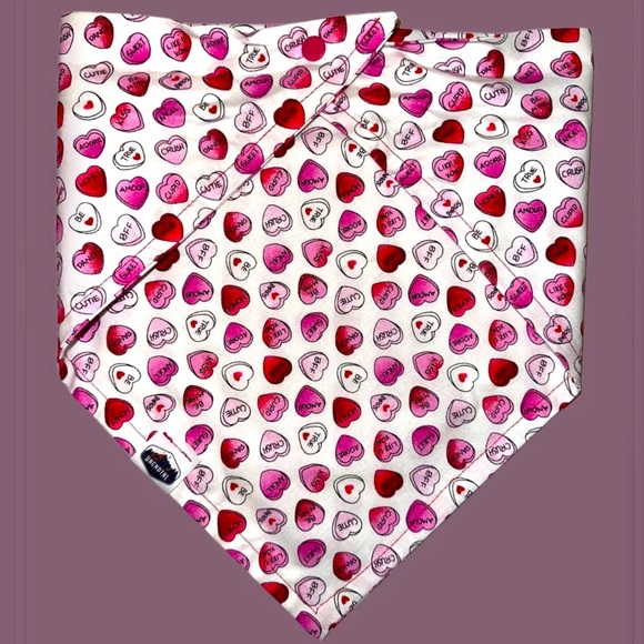 🐶🐱🦊Handmade Valentine Bandana Scarf for Dogs Cats and Pet White Pink Heart ♥️ - Picture 2 of 3